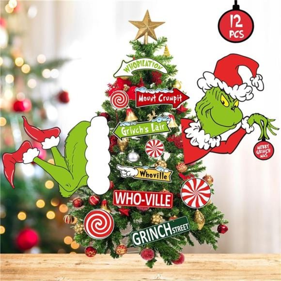 12PCS Grinch Christmas Decorations |  Grinchmas Tree Topper - Picture 1 of 6
